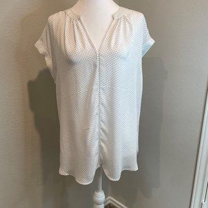 NWT Philosophy White / Black Polka Dot Cap Sleeve Blouse